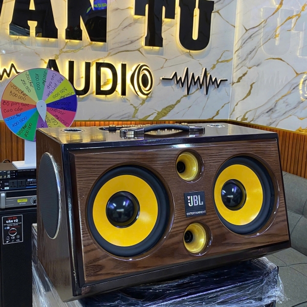 Loa kéo JBL vỏ gỗ – Loa đôi bass vàng nổi bật